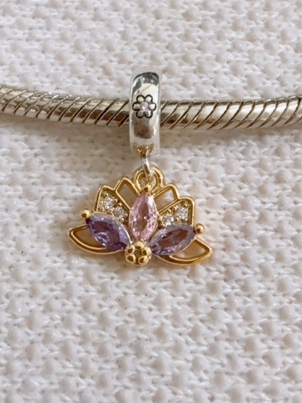 Lotus Flower Dangle Charm For Pandora Bracelet Necklace
